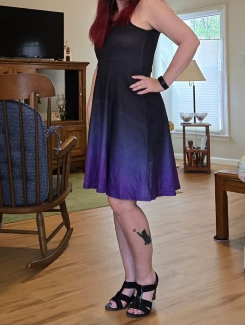Black to Purple Ombre Slip Dress